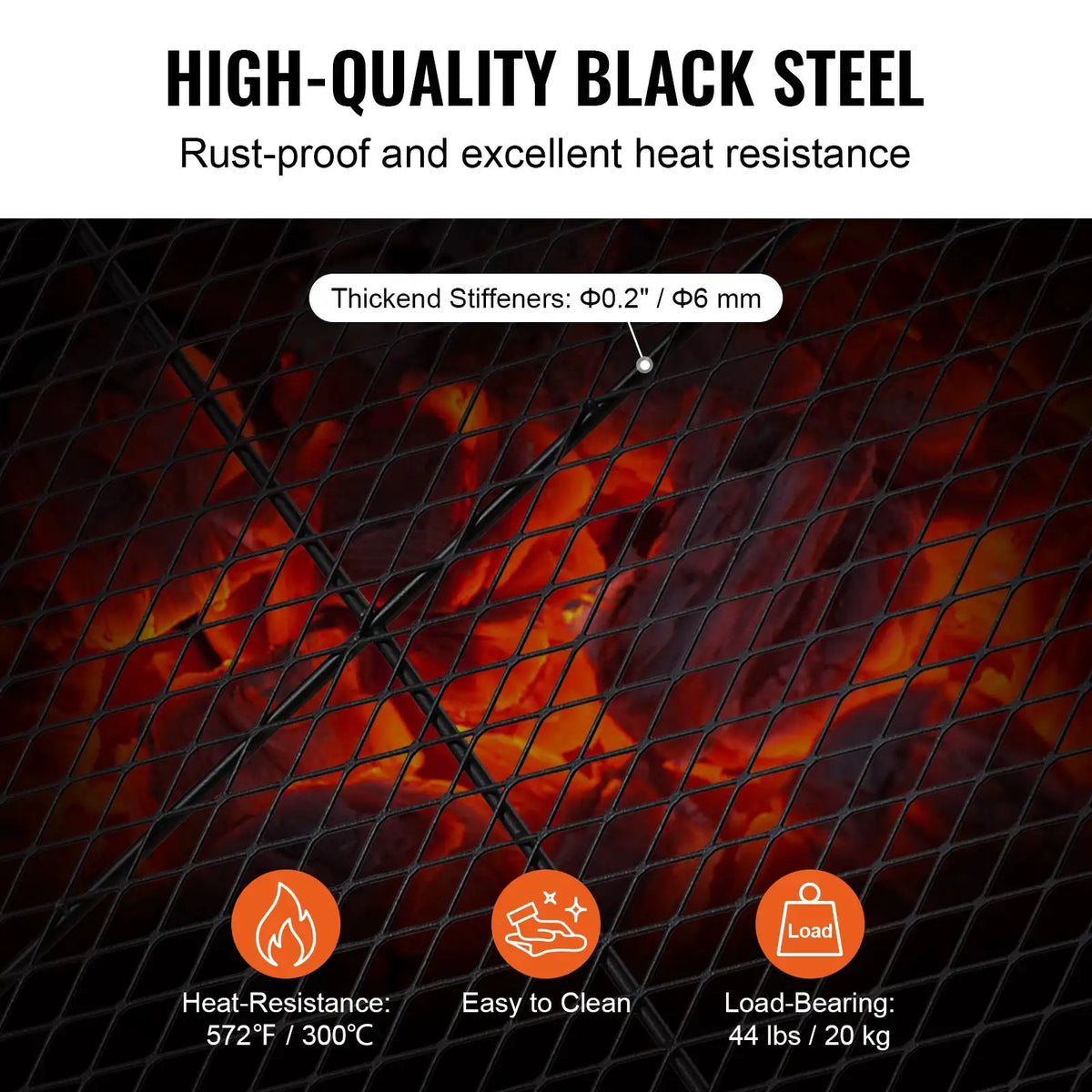 SucceBuy X-Marks Fire Pit Grill Grate Round Cooking Grate Heavy — product view 3