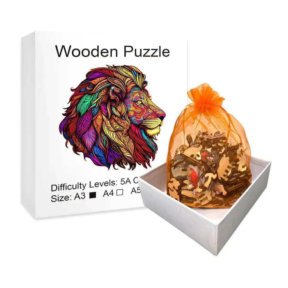 Wooden Lion Puzzle 3D Family Craft Gift Fun For All Ages