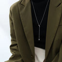 eManco Stainless Steel Y-shaped Collarbone Pendant Necklace