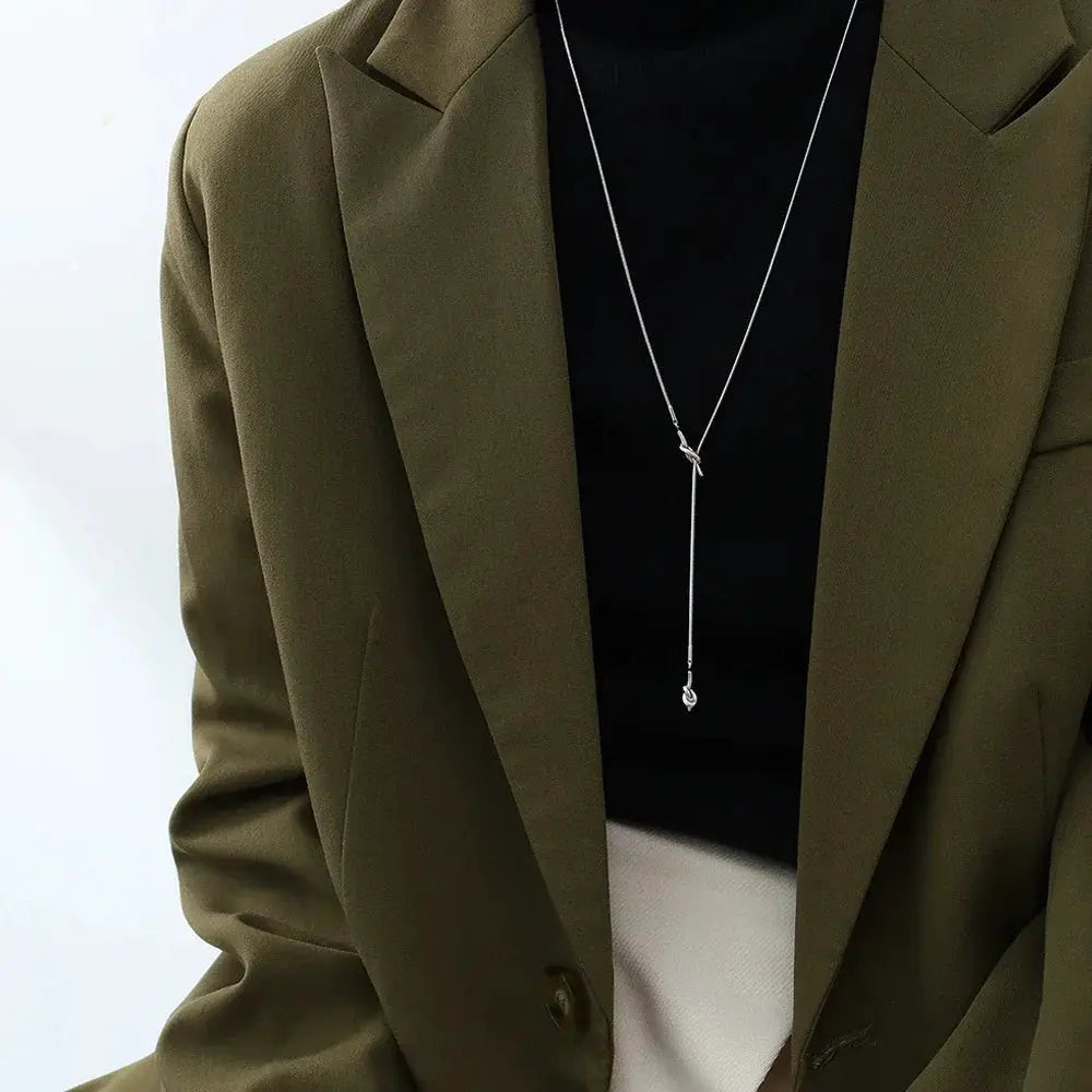 Stainless Steel Y Shaped Collarbone Pendant Necklace
