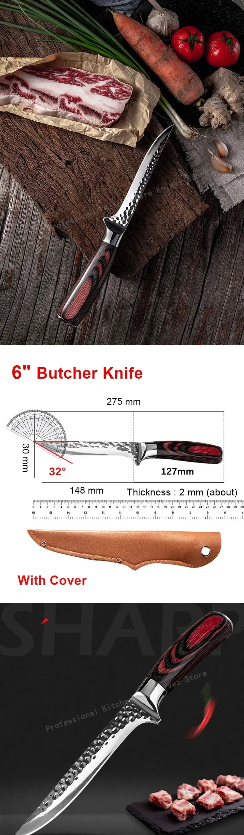 Premium Handmade Stainless Steel Chef's Boning Knife - OurLum.com