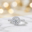 Flower Moissanite Ring in Sterling Silver
