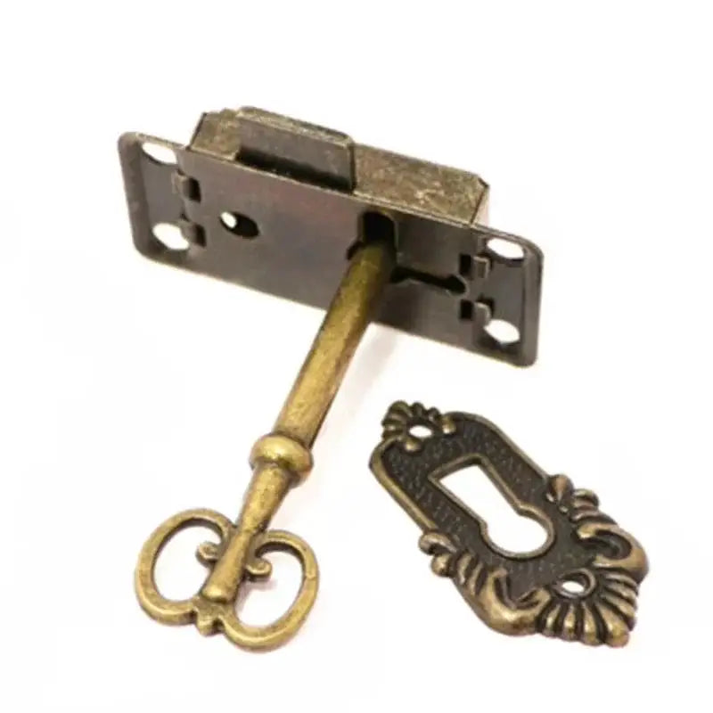 Antique Door Lock Drawer Jewelry Box Cabinet Wardrobe Cupboard Door Lock Set Cabinet Wardrobe Cupboard Door Lock + Key Furniture