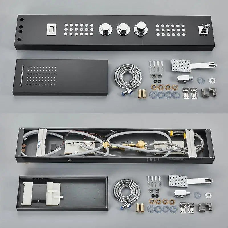Thermostatic Shower Panel With Stainless Steel Column Faucet
