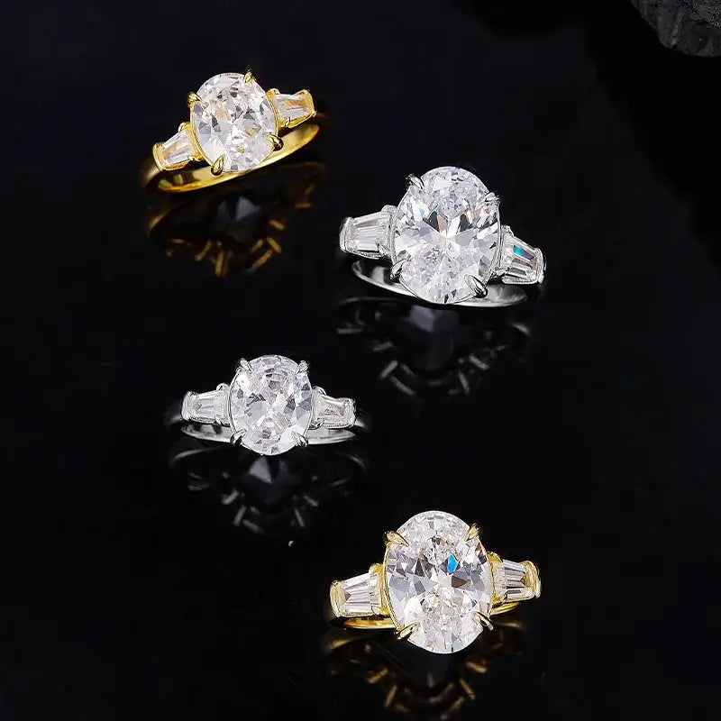 Oval Cut Moissanite Three Stone Ring — product image 4