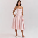 Mingmingxi Elegant Dress for Summer Pink Midi Dress
