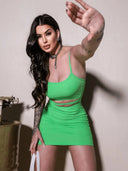 Fashion Blogger Slit Dress Stylish Side Tie Summer Dress