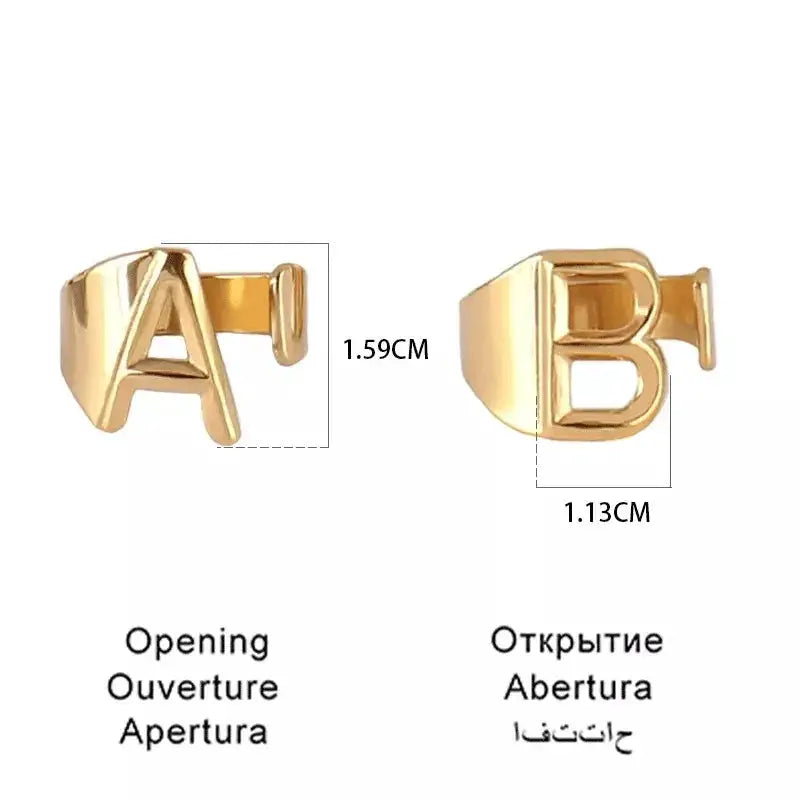 Fashion Stainless Steel Letter Initial Ring For Couples