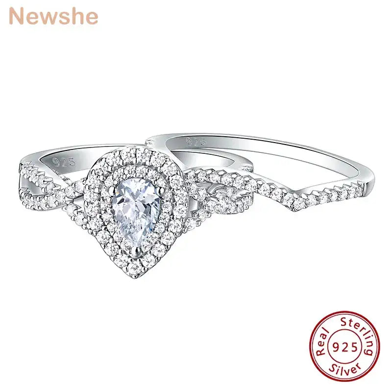 Pear Moissanite Ring in Sterling Silver — product view 1