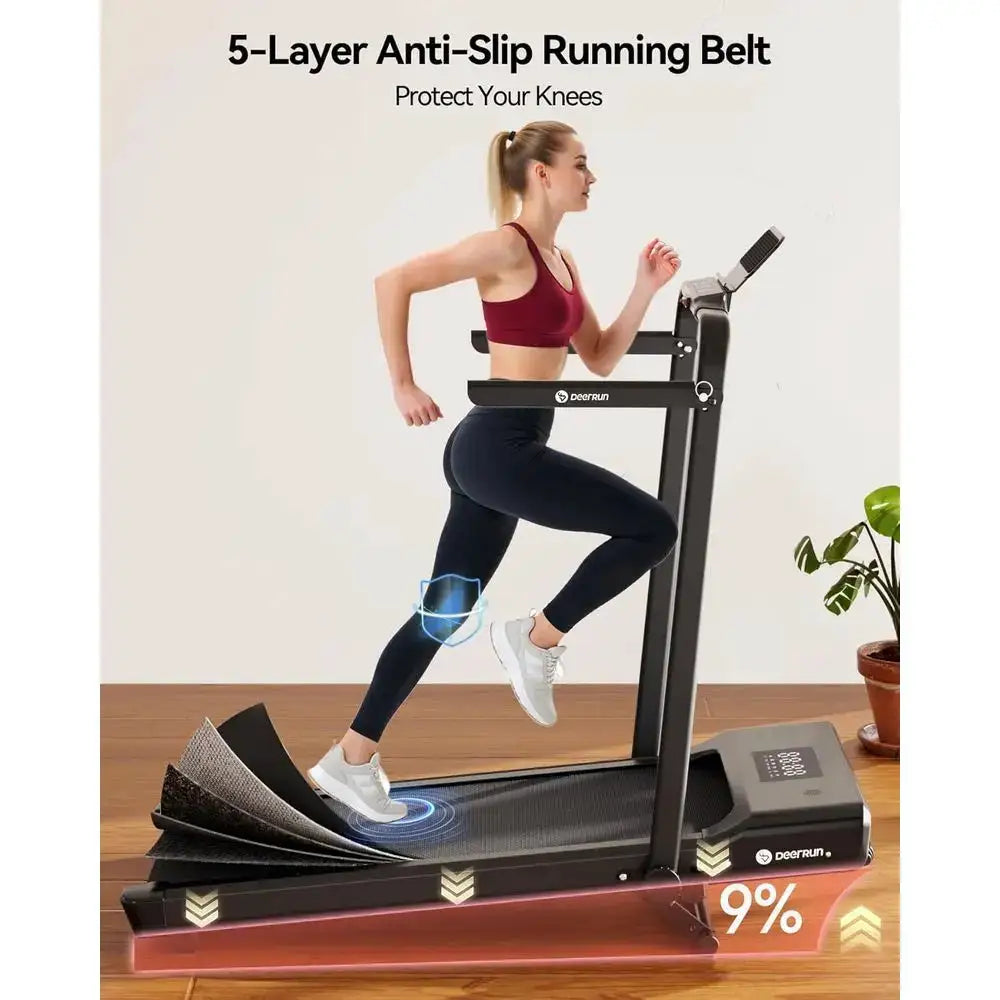 Compact 4-in-1 Folding Under Desk Treadmill, Portable Walking Pad with Incline, Handle Bar, 300 lbs Capacity, 3.0 HP Motor, and