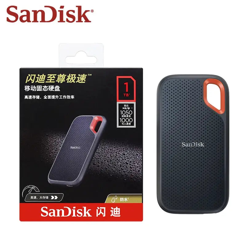 SanDisk Extreme Portable NVMe SSD USB 3.2 Type-C Hard Drive PSSD for iPhone 17 Smartphone Tablet Max 1050Mb/s Solid State Drive