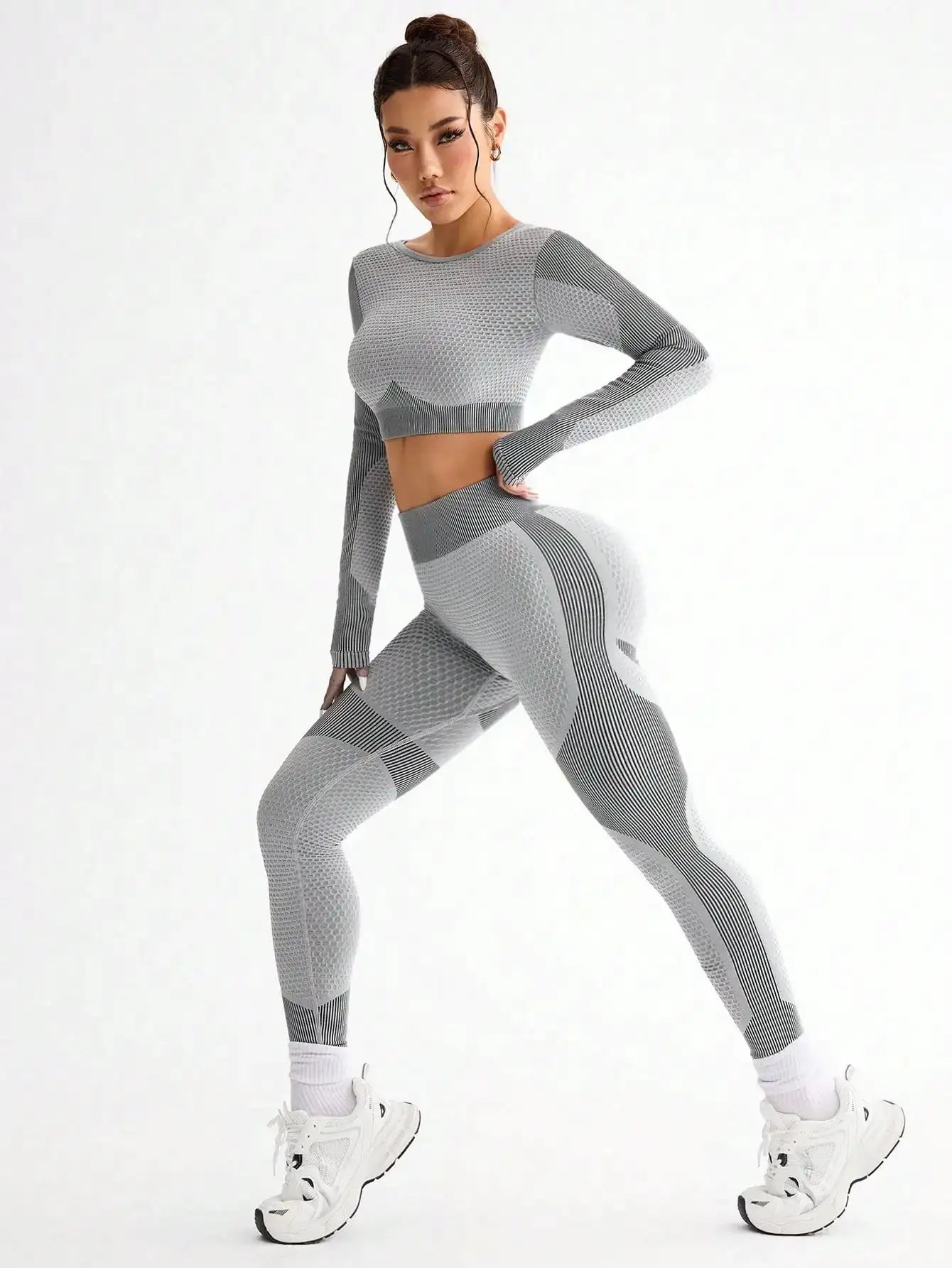 2pcs Hot-selling New Sports Tight Running Breathable Seamless Yoga Suit Women's Outdoor Fitness Suit Women's