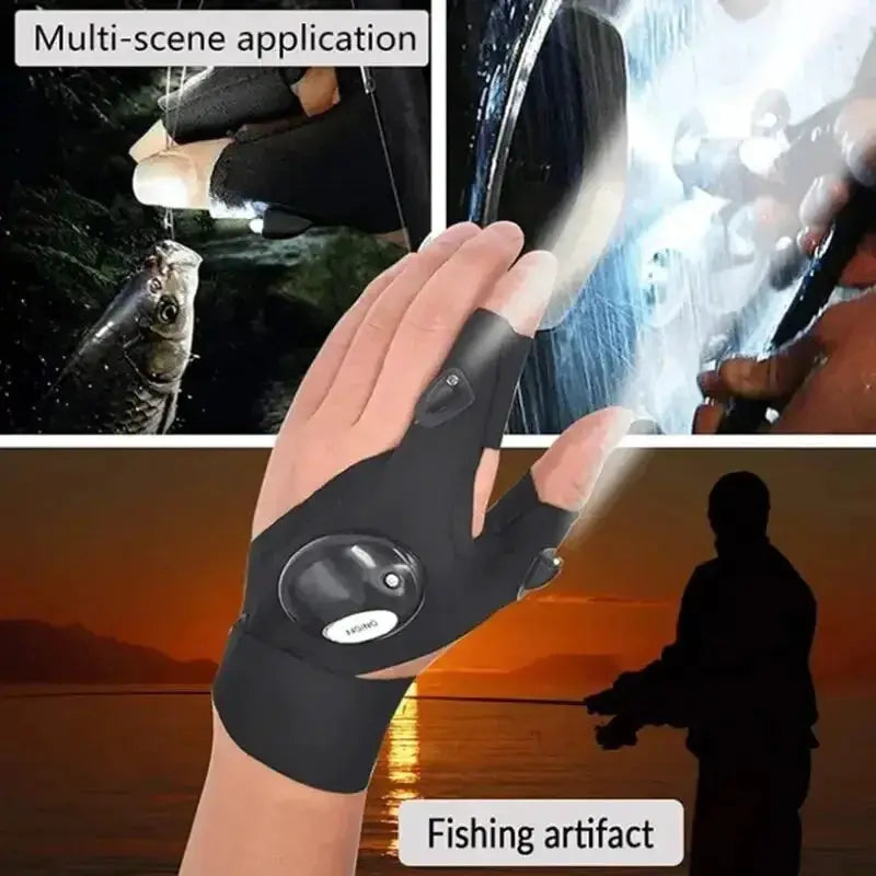Night Light Waterproof LED Fishing Gloves for Outdoor Use