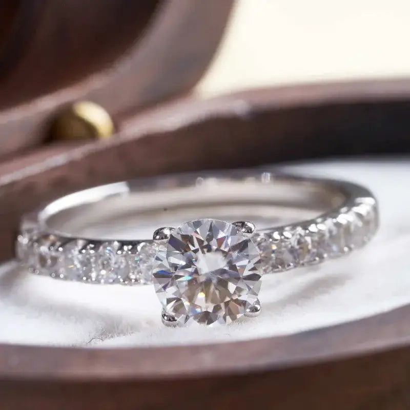 Moissanite Ring in Sterling Silver Suitable — product view 6