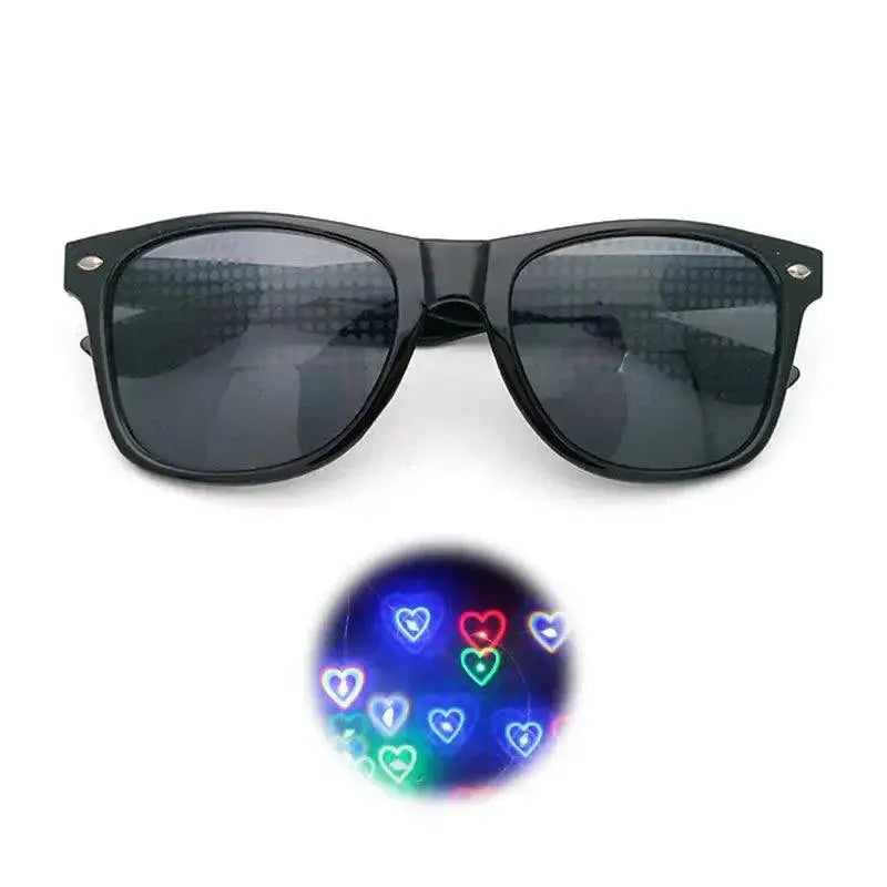 Party Firework Diffraction Sunglasses With Love Star Effects