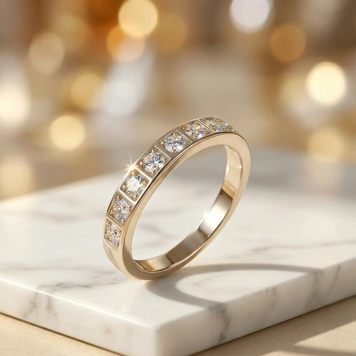 Moissanite Ring in Sterling Silver Minimalist — product view 2