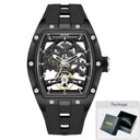 Mens Tonneau Skeleton Mechanical Watch