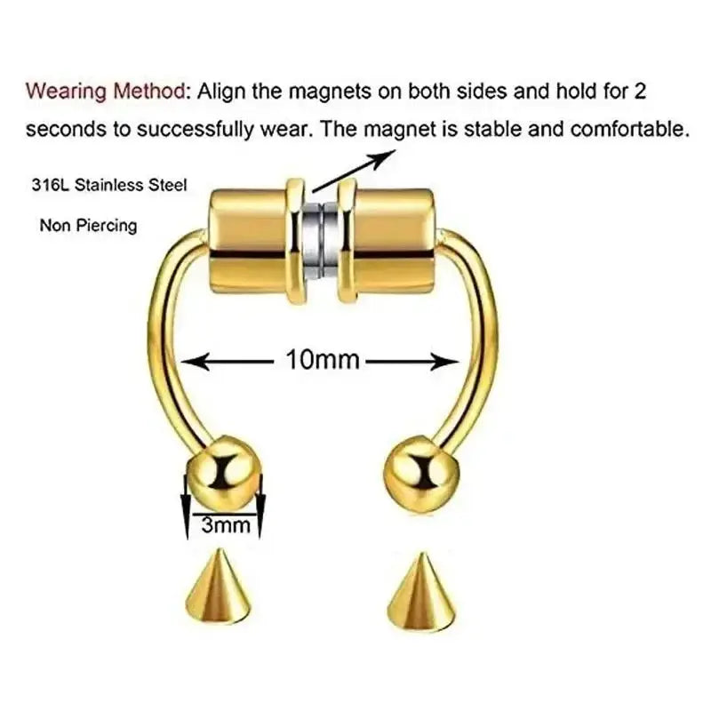 One Magnetic False Nose Rings Stainless Steel Septum Jewelry