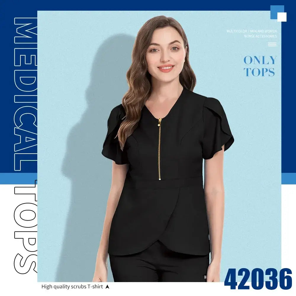 Unisex Nursing Scrub Tops Medical Uniform Blouse Comfort Fit