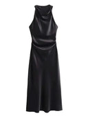 Satin Midi Dress For Women Comfort Fit