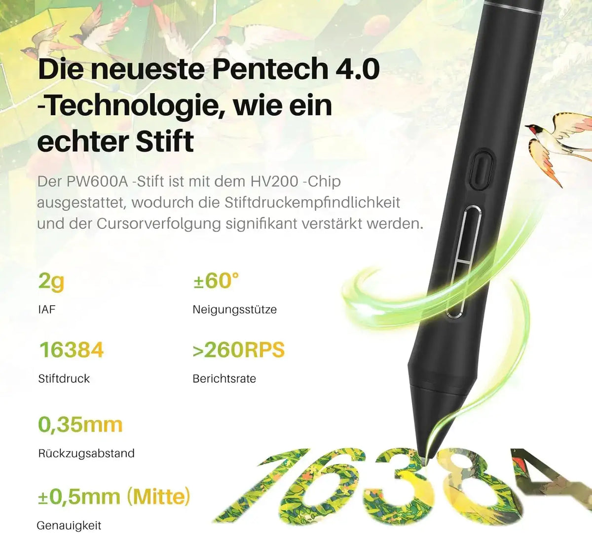 HUION Kamvas Pro 16 V2 Drawing Tablet with Screen 16K Levels PenTech 4.0 Battery-Free Pen, 15.6" Full-Laminated, Smart Touch Bar