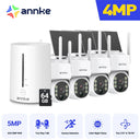 ANNKE 4MP Battery WiFi Security Camera PT Auto Tracking Color Night Vision Wireless IP Camera 4CH Security System
