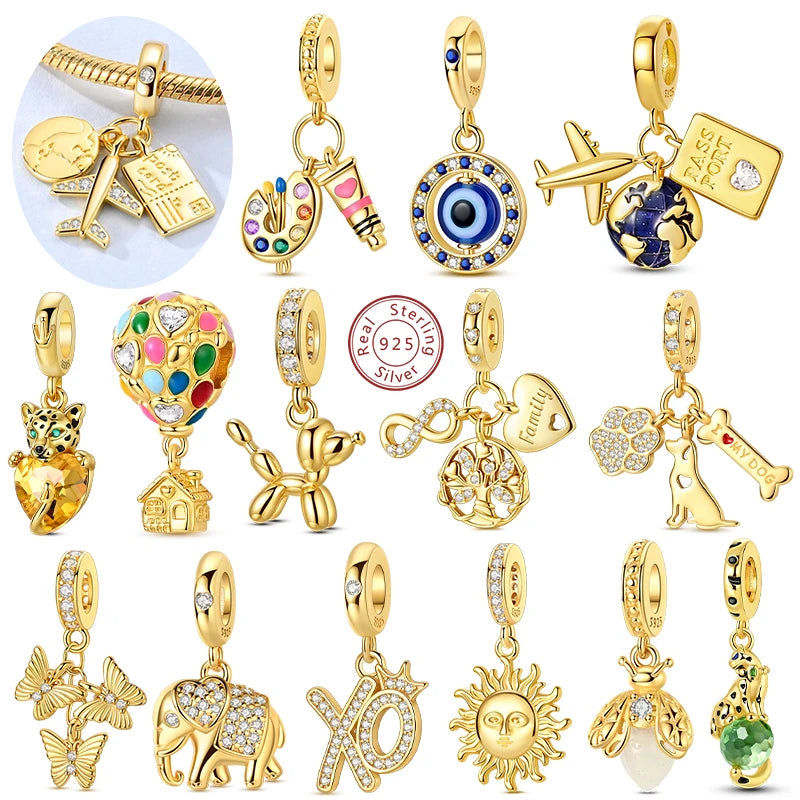 Charm Bead Pendent Silver Gold