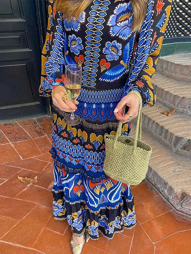 Vintage Lantern Sleeve Maxi Dress Elegant Charm And Style