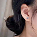 925 Sterling Silver Zirconia Heart Stud Earrings For Women Party Wedding Jewelry