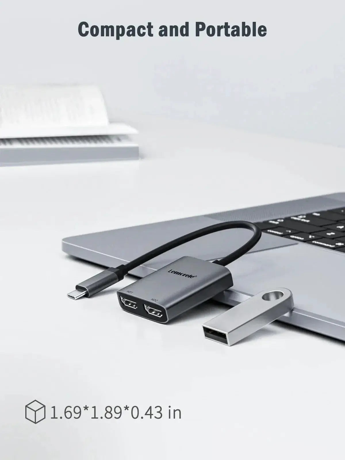 Lemorele 2 Port USB C Hub Dual HDMI 4K 60Hz Docking Station