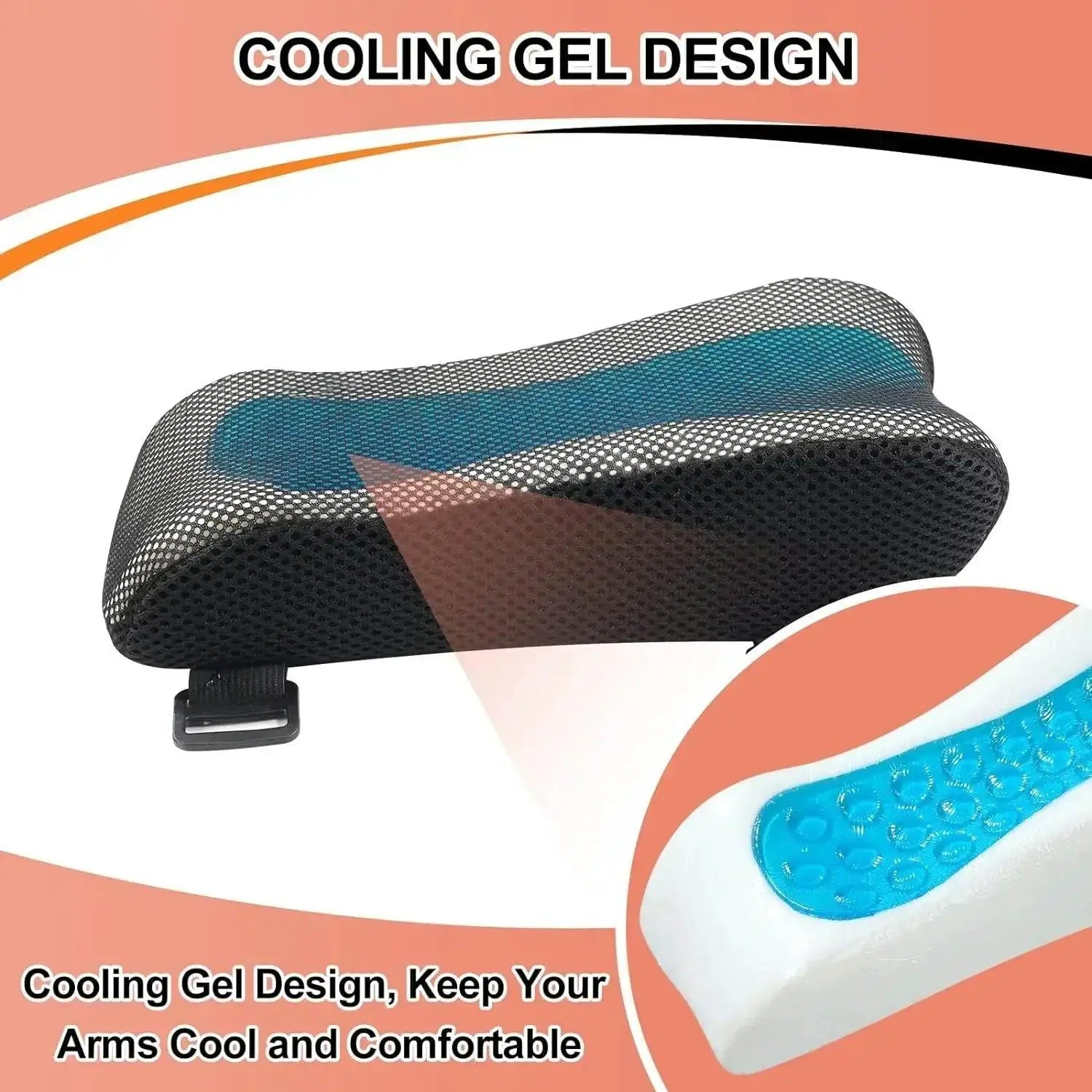 Ergonomic Armrest Pads With Cooling Gel Memory Foam Set Of 2