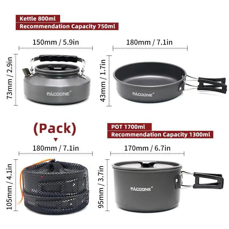 Lightweight Aluminum Camping Cookware Set for Hiking Picnics