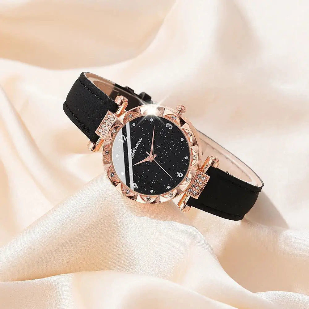 Luxury Rhinestone Women's Timepiece Set Elegant Quartz