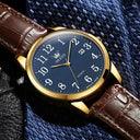 Olevs Men Leather Strap Quartz Watch