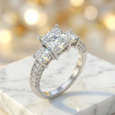 Princess Moissanite Ring in Sterling Silver Three