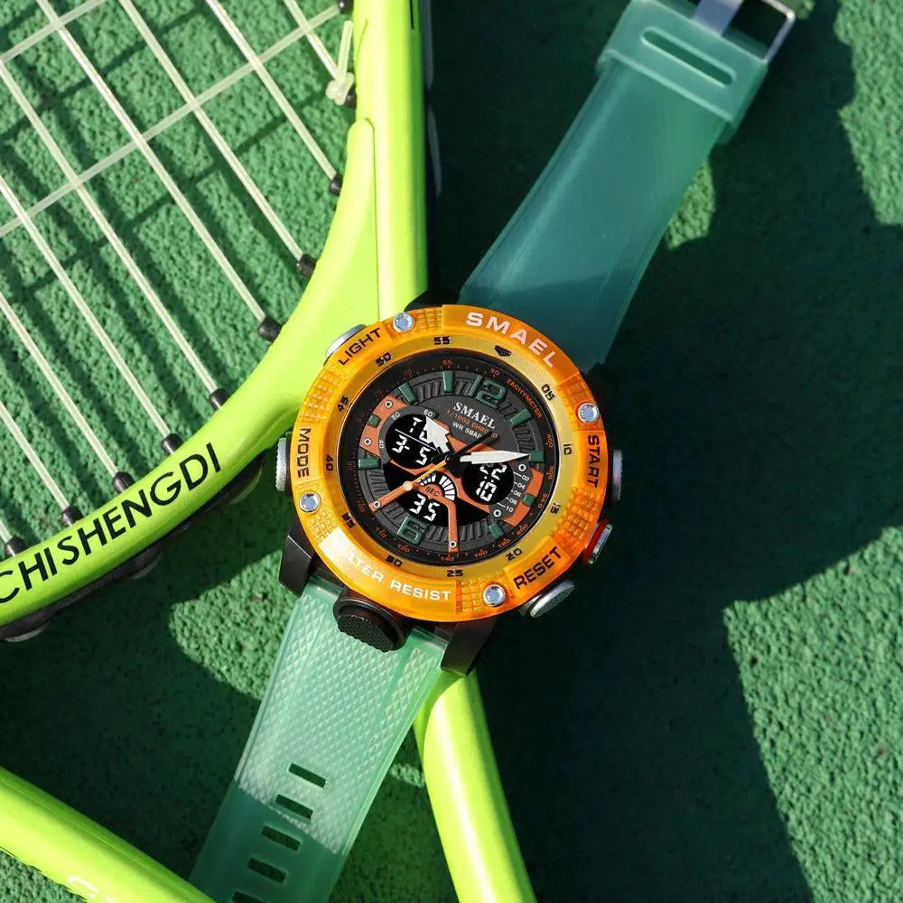 SMAEL LED Sports Watch Dual Time Display Water Resistant