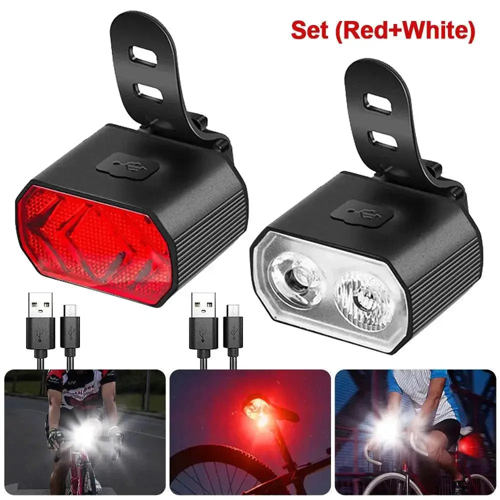 Waterproof Mini Bike Lamp Front Light White Taillight Red
