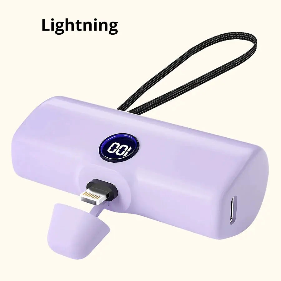 Mini Power Bank - Fast Charge With Led - Purple Lightning 5000mAh product image