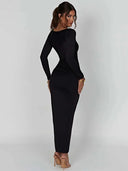 Mozision Elegant Long Sleeve Bodycon Maxi Dress Versatile Chic