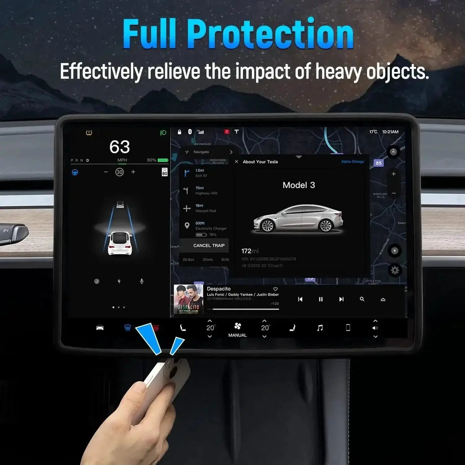 Tesla Model 3 and Model Y Screen Protector Silicone Frame
