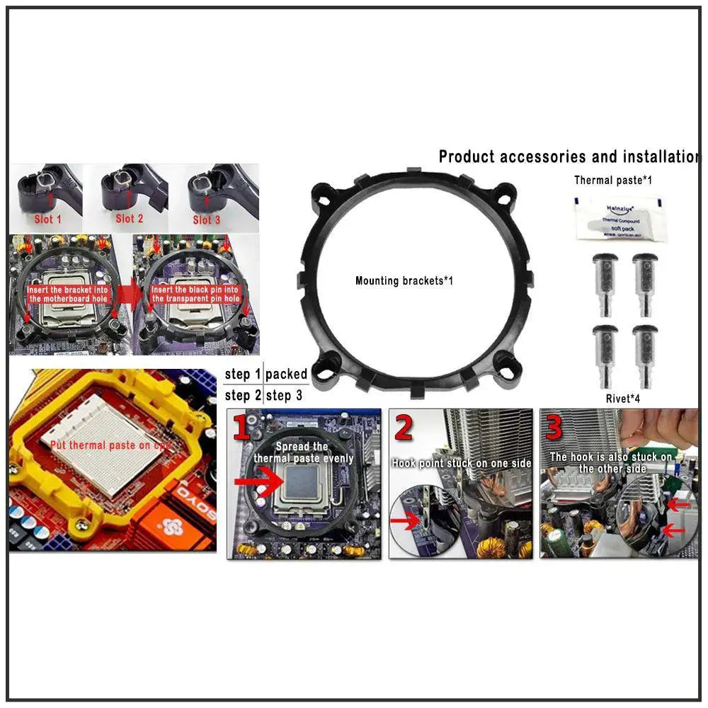 IWONGOU Silent CPU Cooler Efficient Radiator For Intel AMD