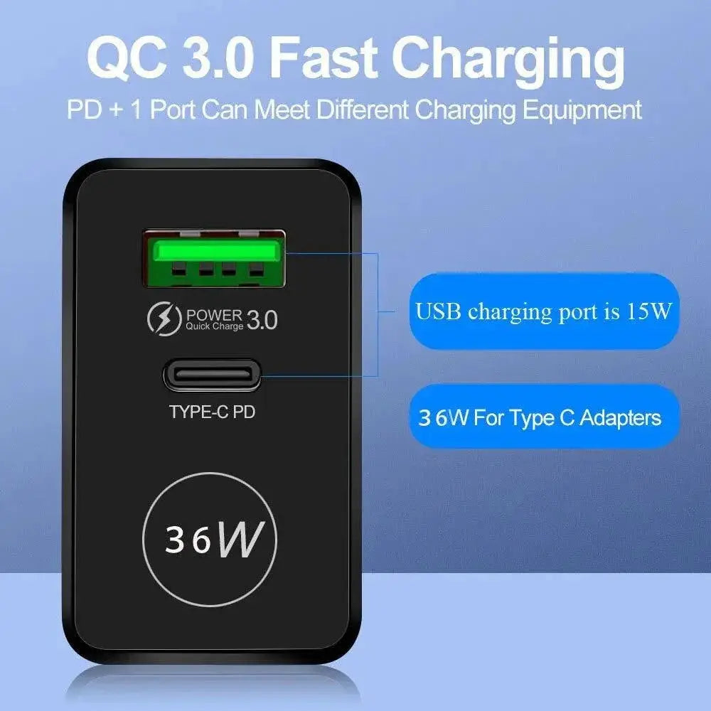 36W USB Wall Charger With Quick Charge For iPhone And More