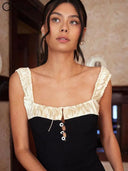 Midnight Elegance V-Neck Pleated Mini Dress Evening Wear