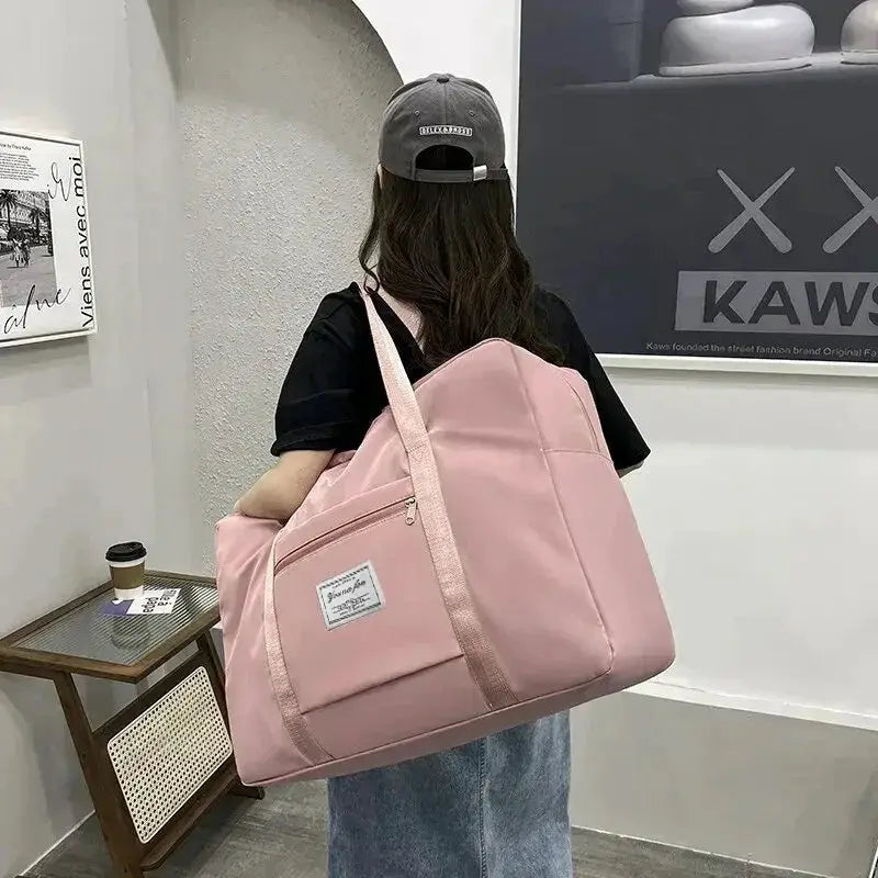 Pink Blue Grey Travel Large Capacity Zipper Gym Handbag - OurLum.com