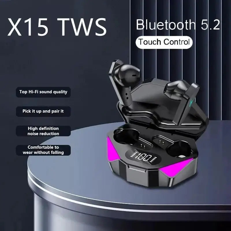 Bluetooth TWS Gaming Earphones Low Latency Wireless In-Ear Headphones With Built-in Mic LED Indicator Lights
