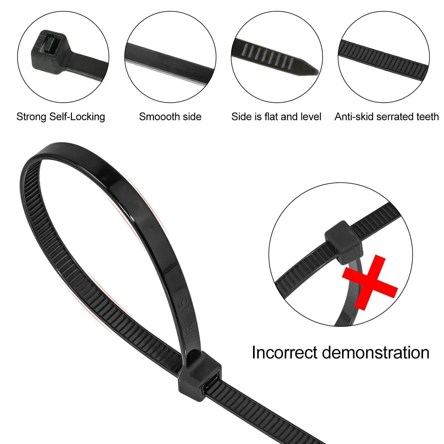100 Pieces Black Red 4x200mm Cable Ties Fastening Rings - OurLum.com