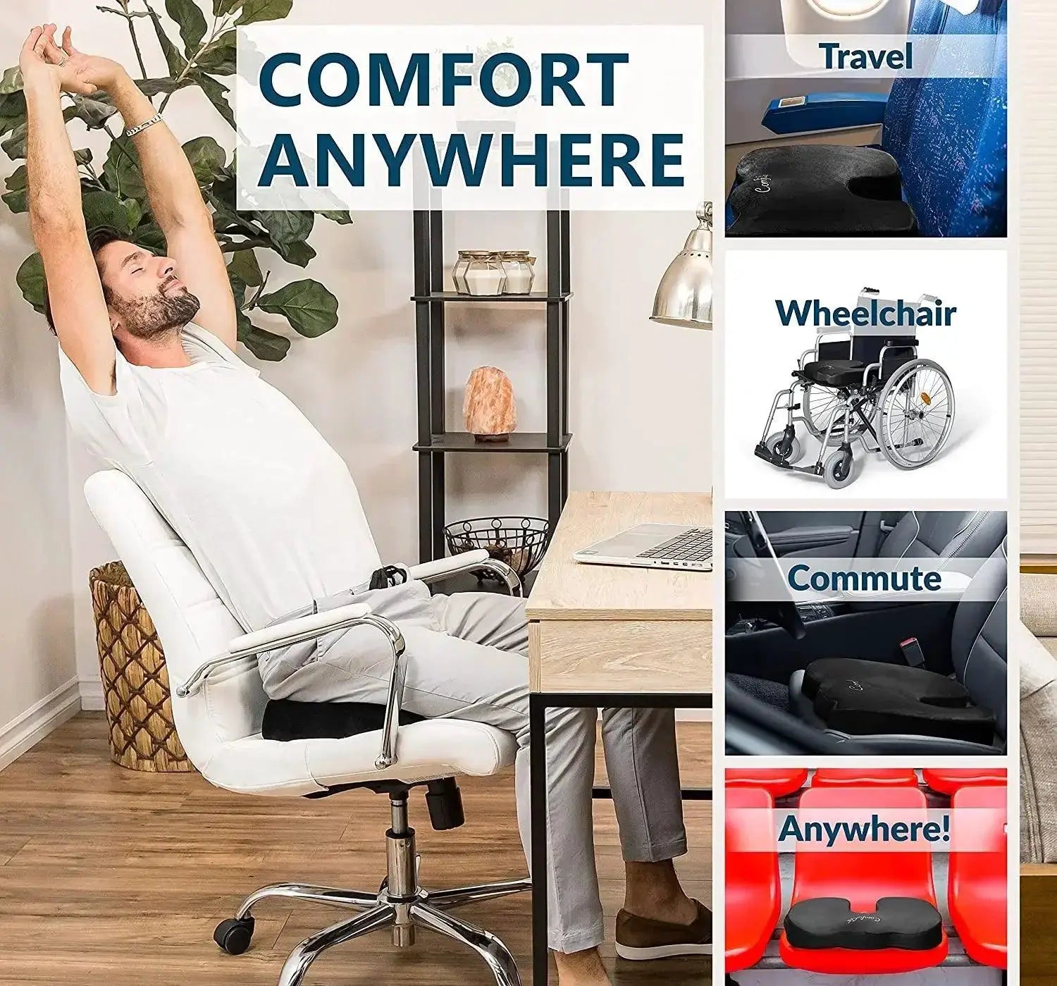 Orthopedic Gel Memory Foam Coccyx Cushion For Pain Relief