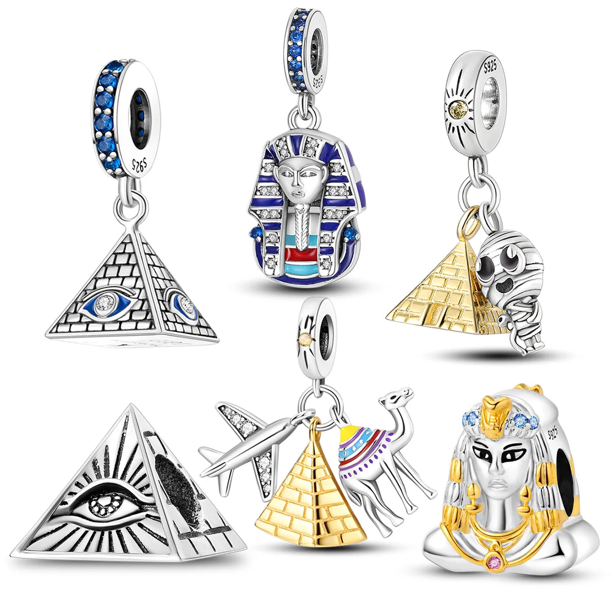 Pyramid Mum Dangle Charm Bangle