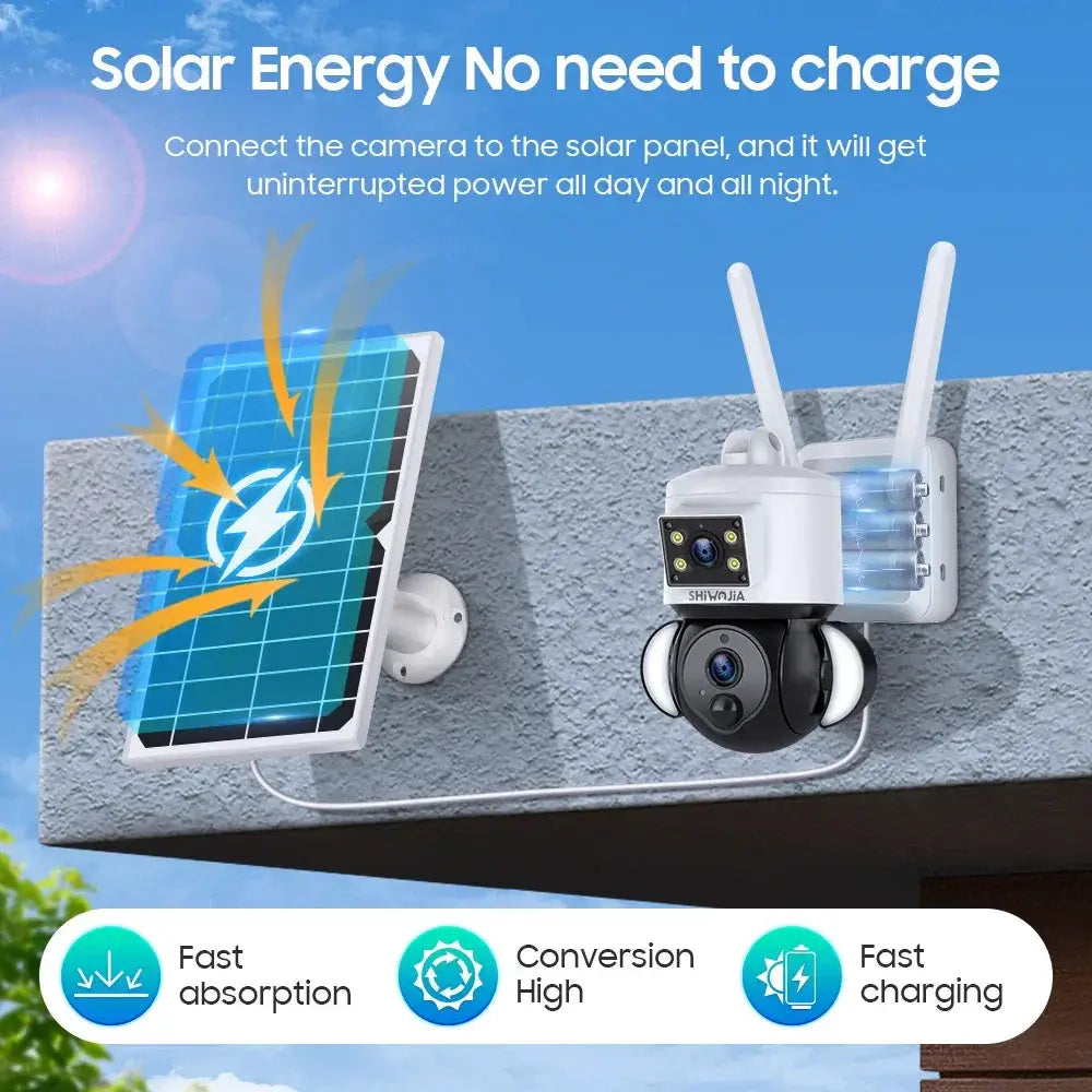 Shiwojia 6MP 4G Solar Security Camera Outdoor Surveillance