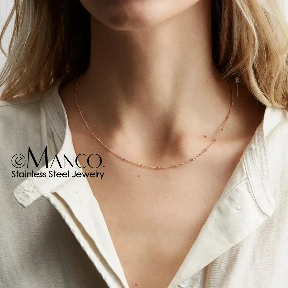Emanco Gold Color Stainless Steel 316 Chain Choker Necklace